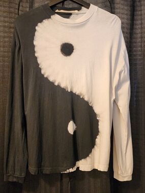 Raquel Allegra Rare Y2K Tue Dye Sleeve Shirt w/ Ying Yang Design